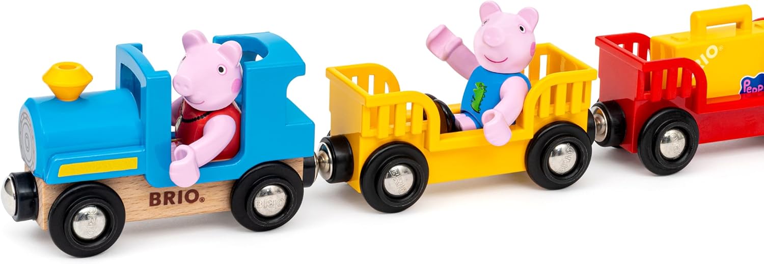 BRIO World - Peppa Pig Train - Wooden Train for Kids Age 3 Years Up - Railway Accessories and Add Ons