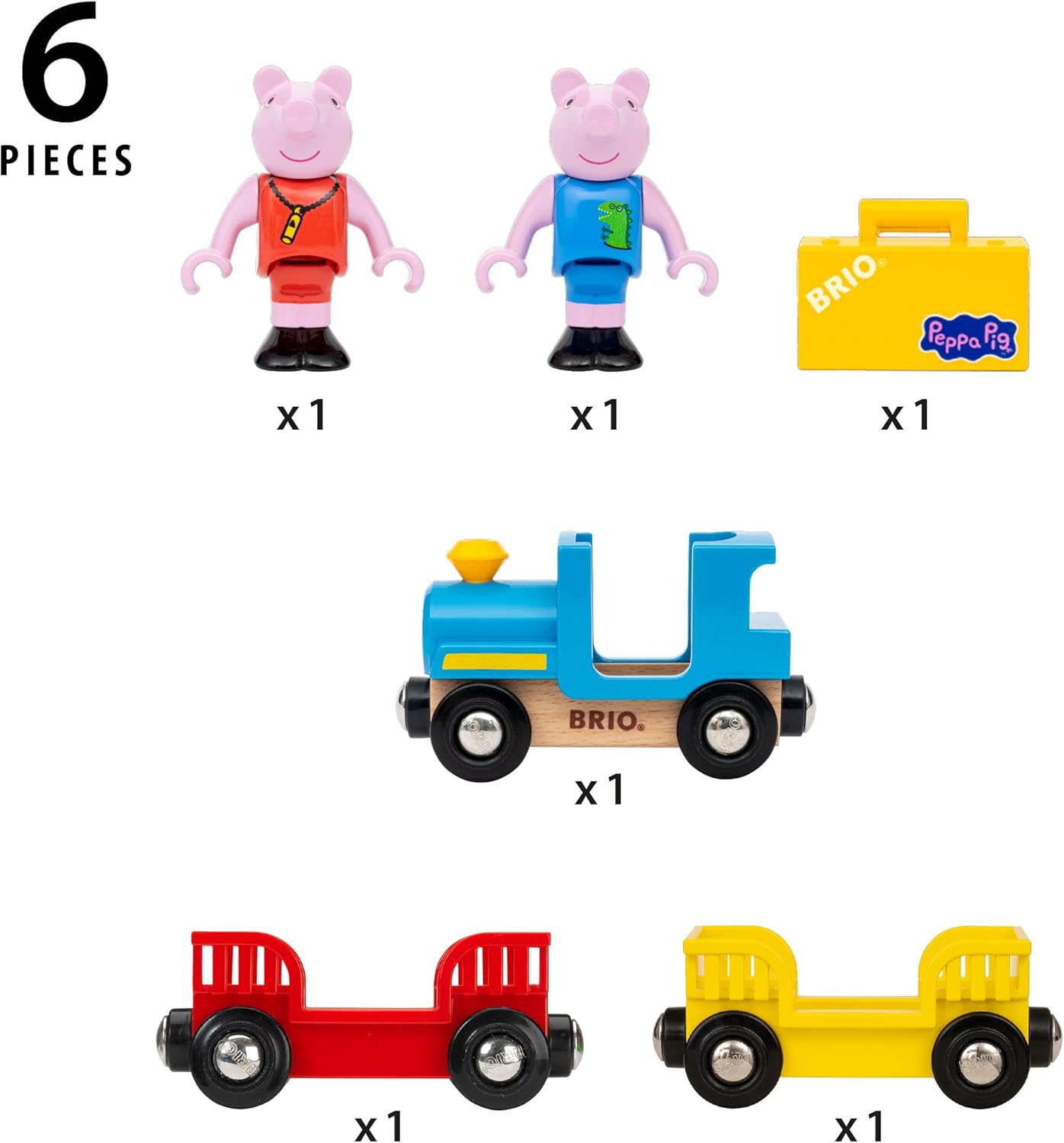 BRIO World - Peppa Pig Train - Wooden Train for Kids Age 3 Years Up - Railway Accessories and Add Ons
