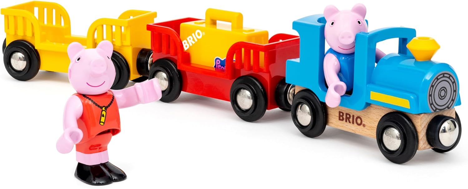 BRIO World - Peppa Pig Train - Wooden Train for Kids Age 3 Years Up - Railway Accessories and Add Ons