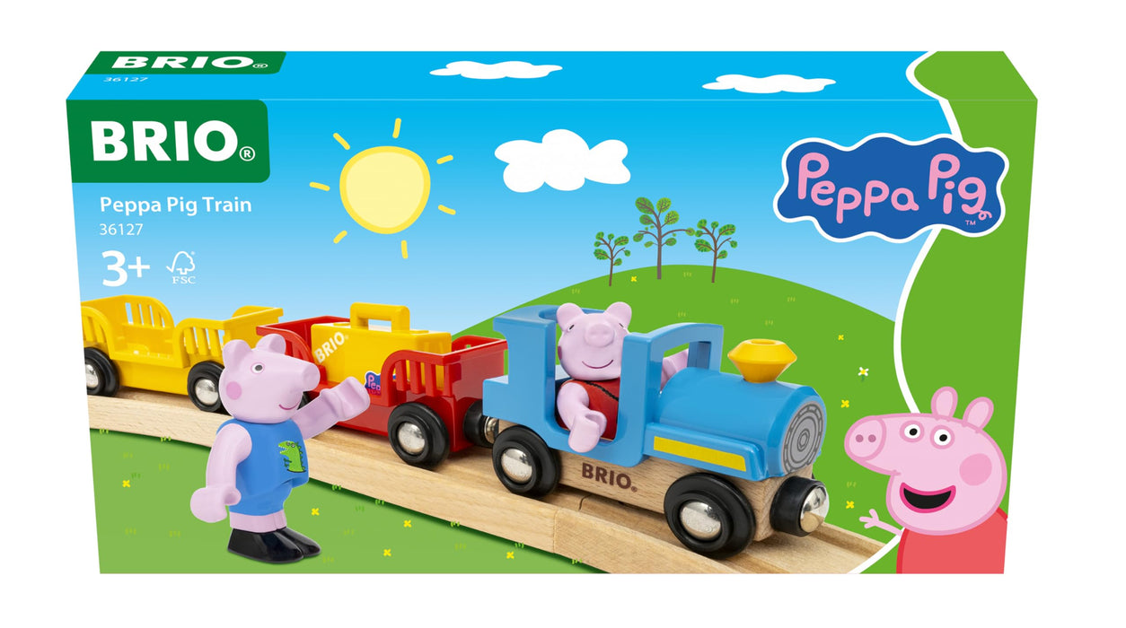 BRIO World - Peppa Pig Train - Wooden Train for Kids Age 3 Years Up - Railway Accessories and Add Ons