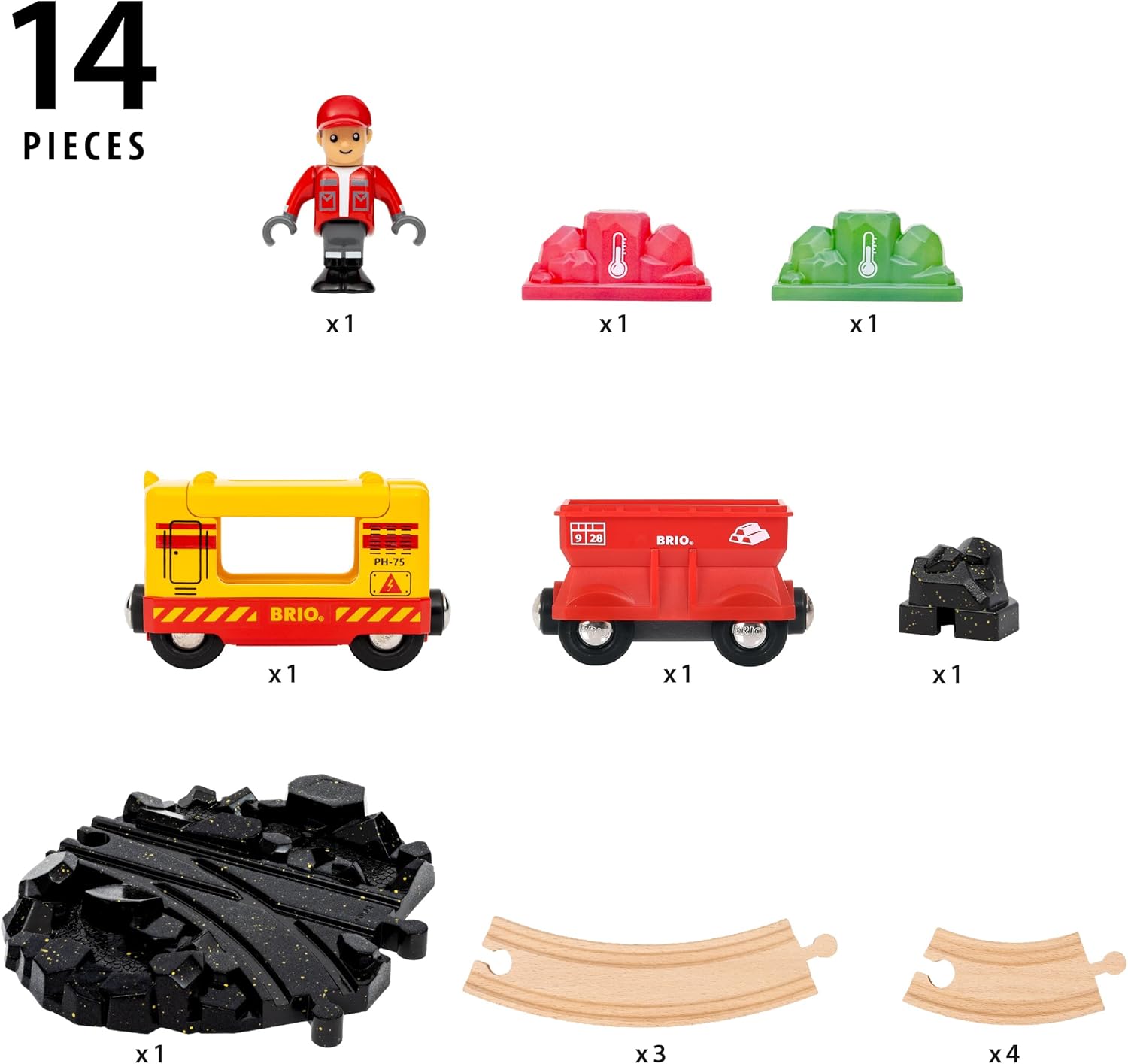 BRIO World Cargo Gemstone Starter Set Travel Toy Train Set for Kids Age 3 Years Up - Wooden Toddler Toys & Games
