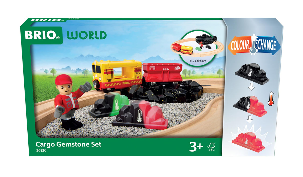 BRIO World Cargo Gemstone Starter Set Travel Toy Train Set for Kids Age 3 Years Up - Wooden Toddler Toys & Games