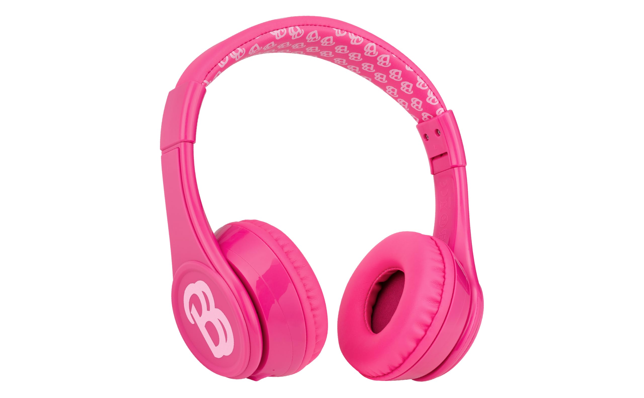 eKids Barbie Bluetooth Headphones, Pink Wireless Headphones with Microphone Includes Aux Cord, Volume Reduced Kids Foldable Earphones for School, Home, or Travel