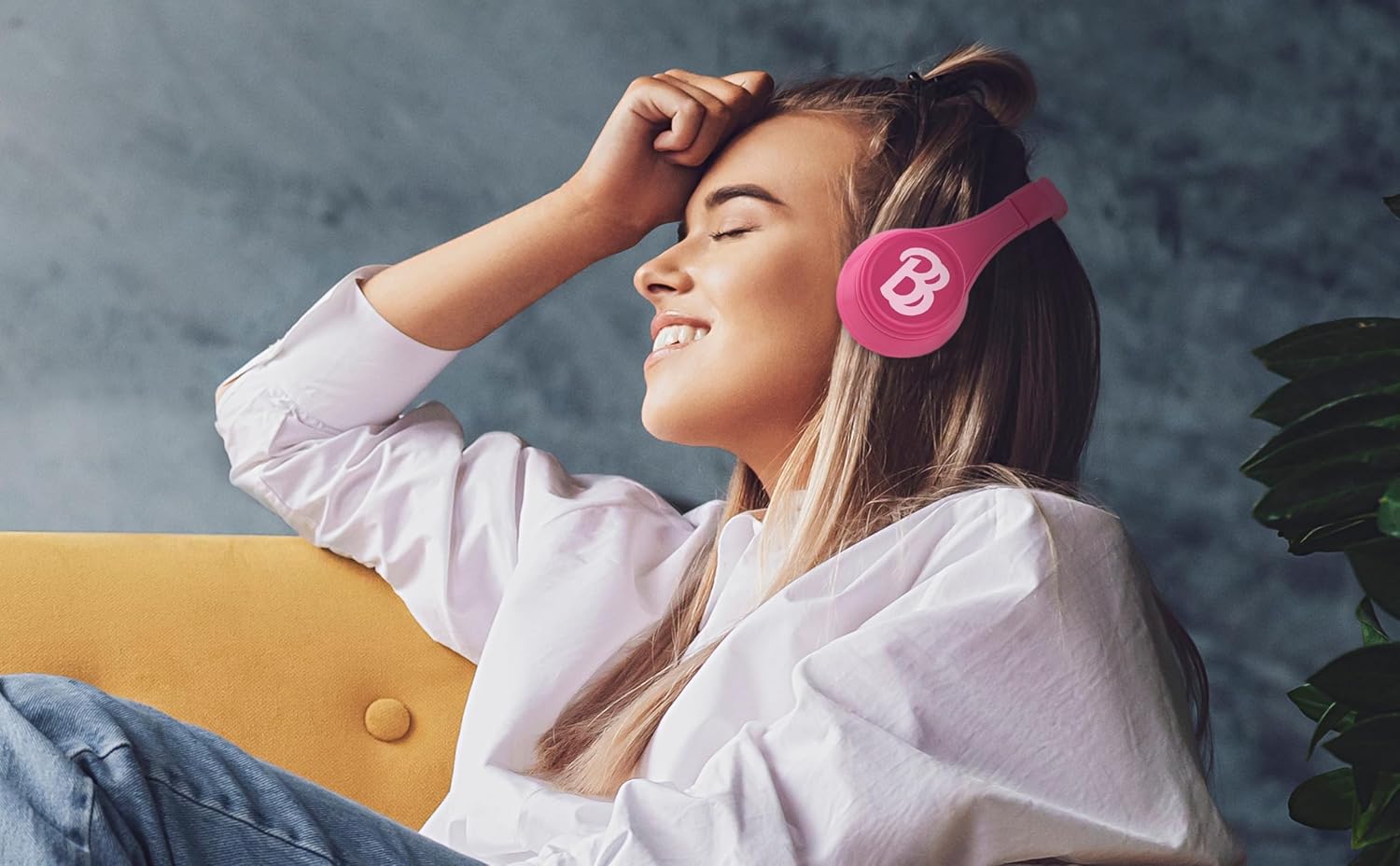 eKids Barbie Bluetooth Headphones, Pink Wireless Headphones with Microphone Includes Aux Cord, Volume Reduced Kids Foldable Earphones for School, Home, or Travel