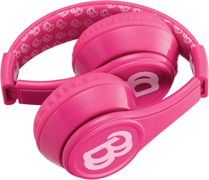 eKids Barbie Bluetooth Headphones, Pink Wireless Headphones with Microphone Includes Aux Cord, Volume Reduced Kids Foldable Earphones for School, Home, or Travel