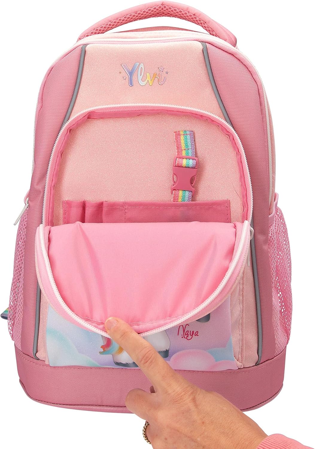 Depesche 14038 Ylvi Sugar Pop School Backpack in Pink with Unicorn Motif and Glittering Details, School Bag with Adjustable Straps