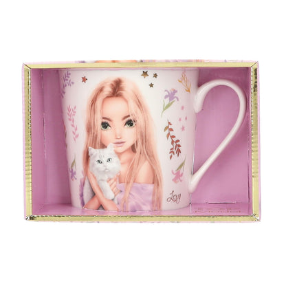 Depesche 14064 TOPModel Blooming Kitty Mug in White with Model and Cats Motif Inscription and Gold Porcelain Drinking Cup Capacity Approx. 300 ml