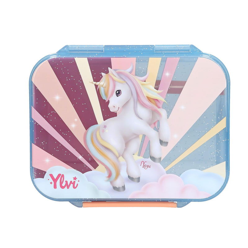Depesche 14145 Ylvi Sugar Pop Lunch Box in Candy Colours with Unicorn Motif, Lunch Box with 3 Compartments and Hinged Lid
