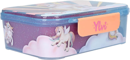 Depesche 14145 Ylvi Sugar Pop Lunch Box in Candy Colours with Unicorn Motif, Lunch Box with 3 Compartments and Hinged Lid