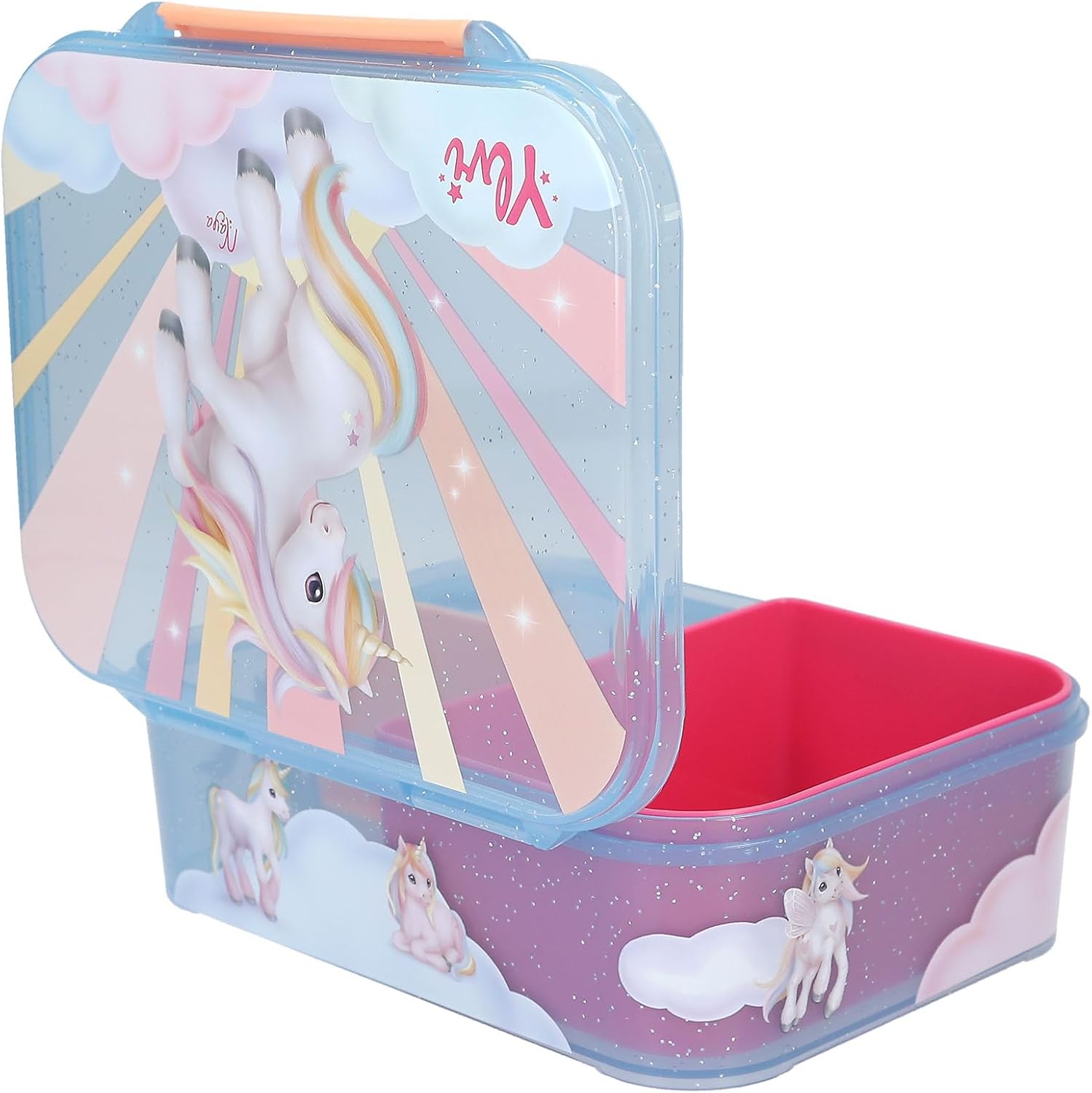 Depesche 14145 Ylvi Sugar Pop Lunch Box in Candy Colours with Unicorn Motif, Lunch Box with 3 Compartments and Hinged Lid