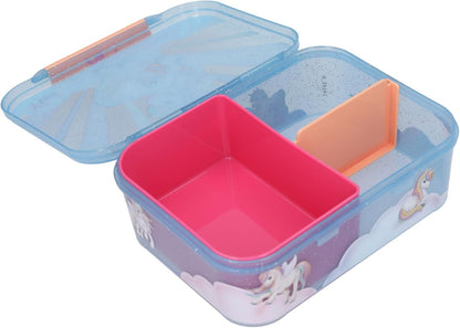Depesche 14145 Ylvi Sugar Pop Lunch Box in Candy Colours with Unicorn Motif, Lunch Box with 3 Compartments and Hinged Lid