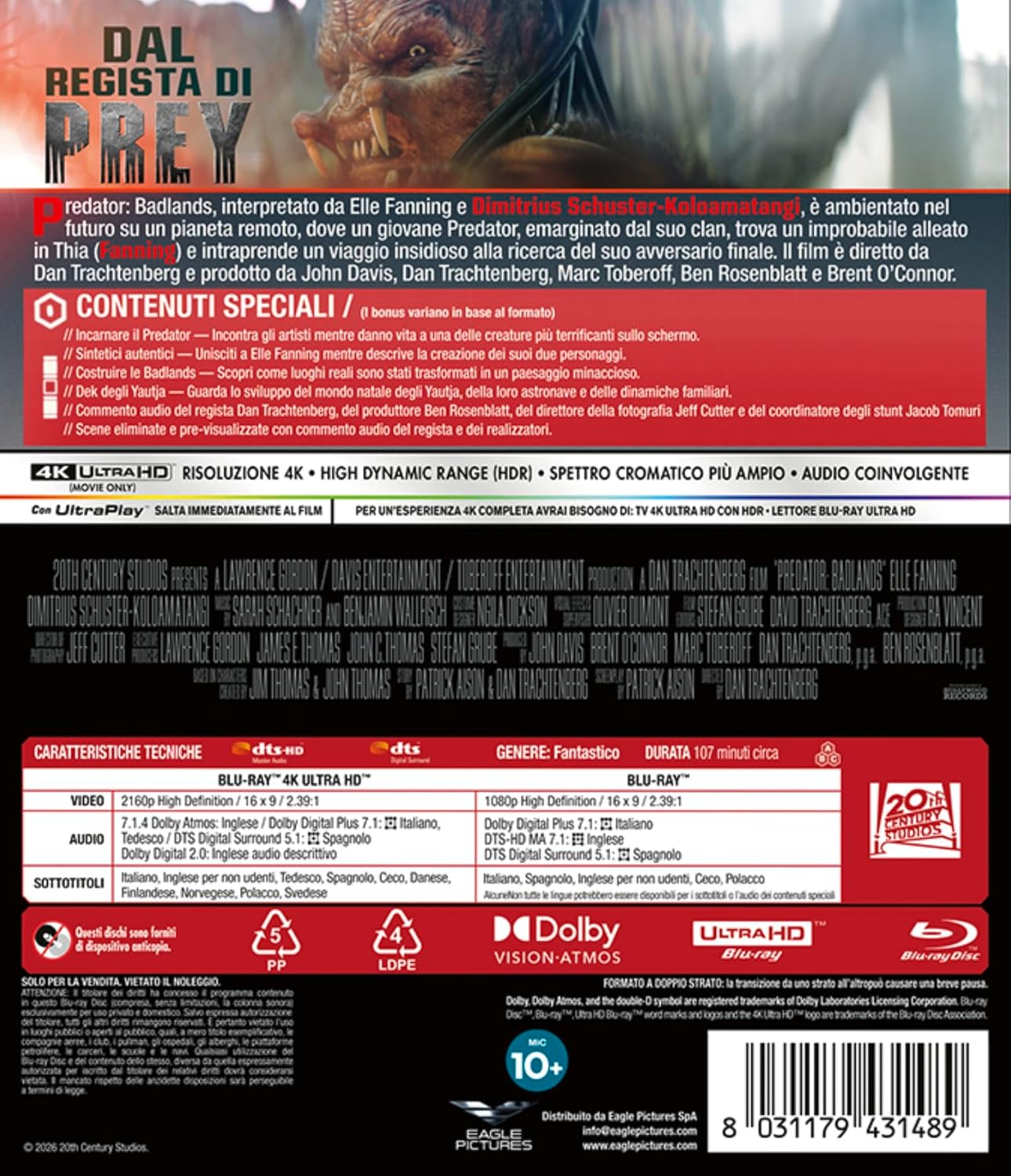 Blu-Ray 4K Uhd Predator: Badlands (4K Ultra Hd+Blu-Ray), Predator: Badlands - 4K (Bd 4K + Bd Hd)