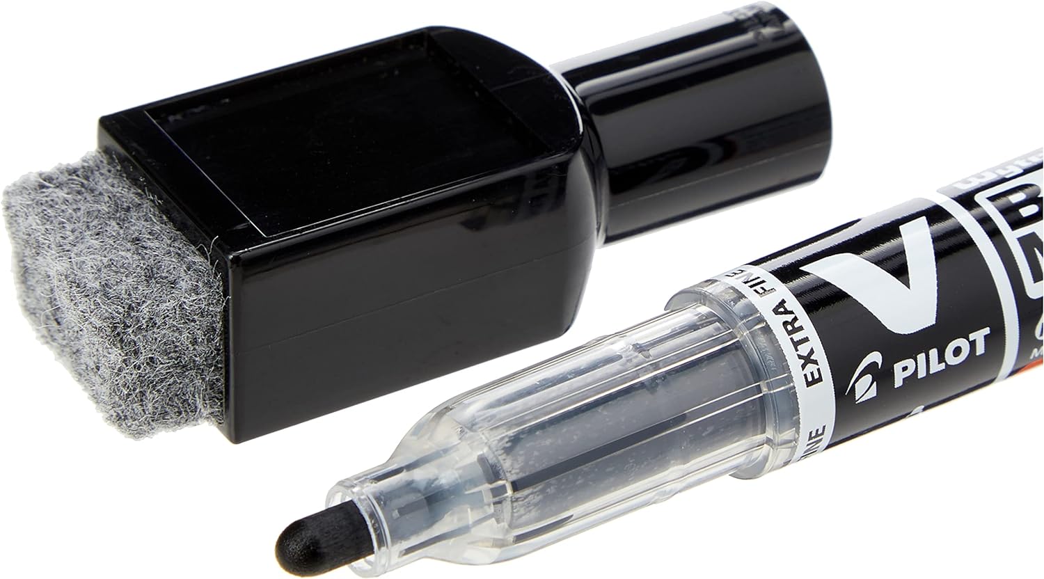 Pilot V-Board Master S 3.5 mm Tip Extra Fine Whiteboard Marker with Eraser - Black (Box of 10
