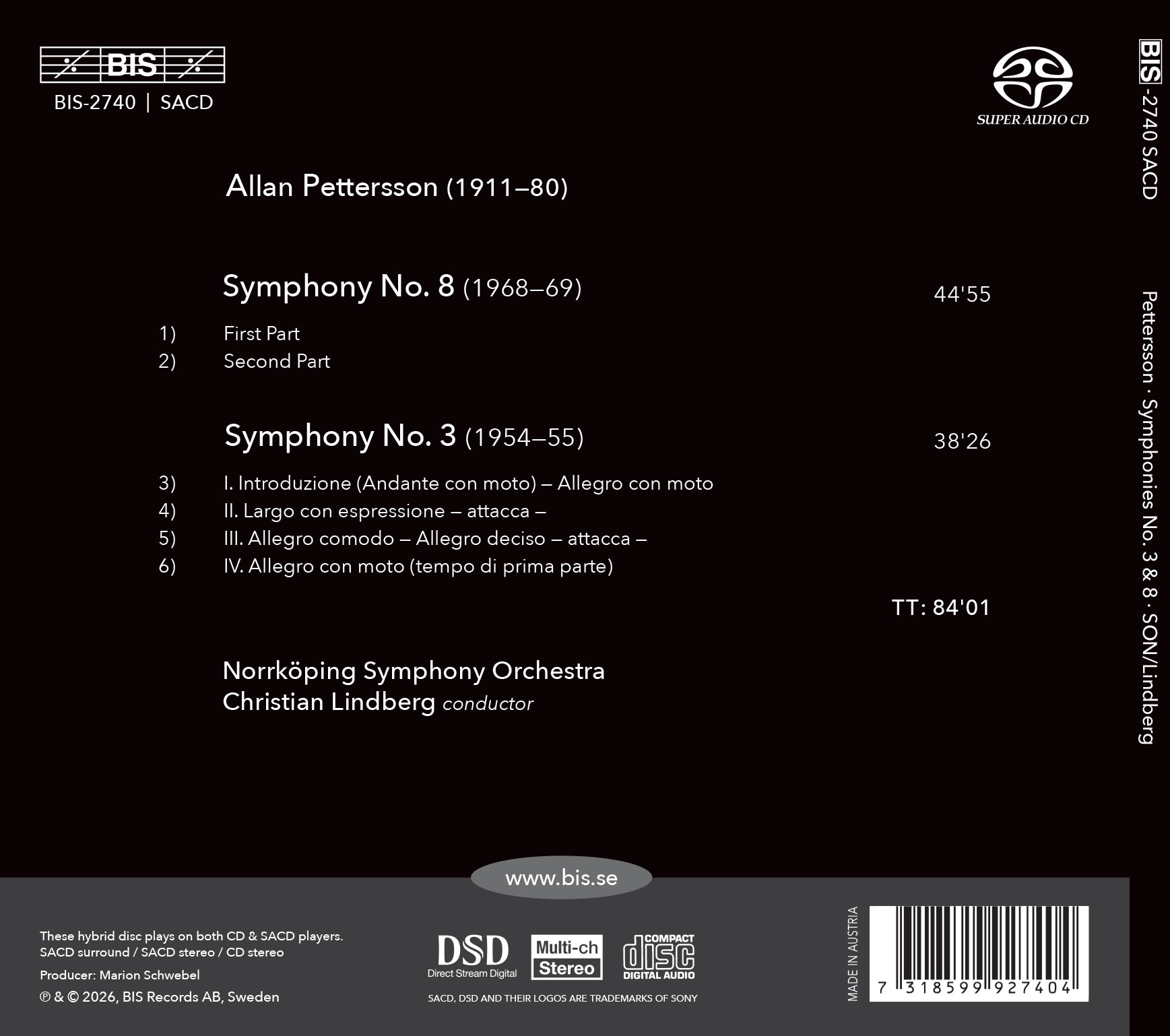 Allan Pettersson: Symphonies Nos. 3 & 8