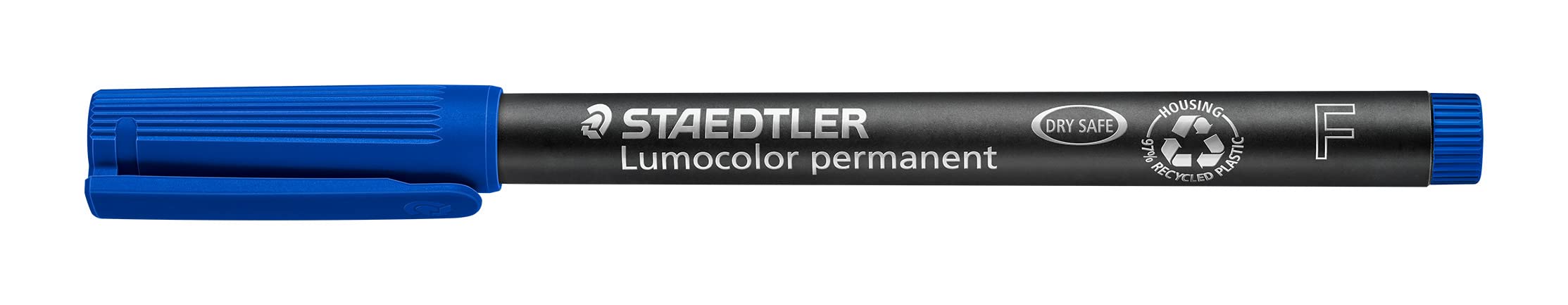 STAEDTLER 318-3 Lumocolor Permanent Pen, Fine Line Width, 0.6mm - Blue (Box of 10