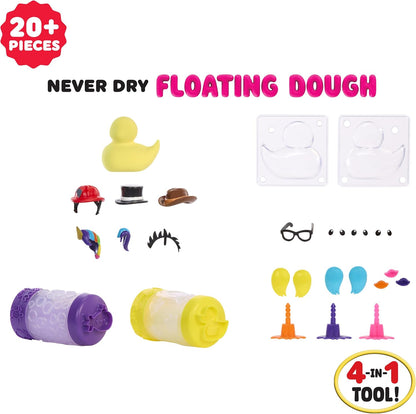 Wonder Factory Never Dry Floating Dough Ducky Set - Ensemble de Canards, avec 2 Tubes de Pâte à modeler, 2 Couleurs Uniques, Sans Gluten, Flotte dans l'Eau, Jeu Créatif créer des canards, pour Enfants