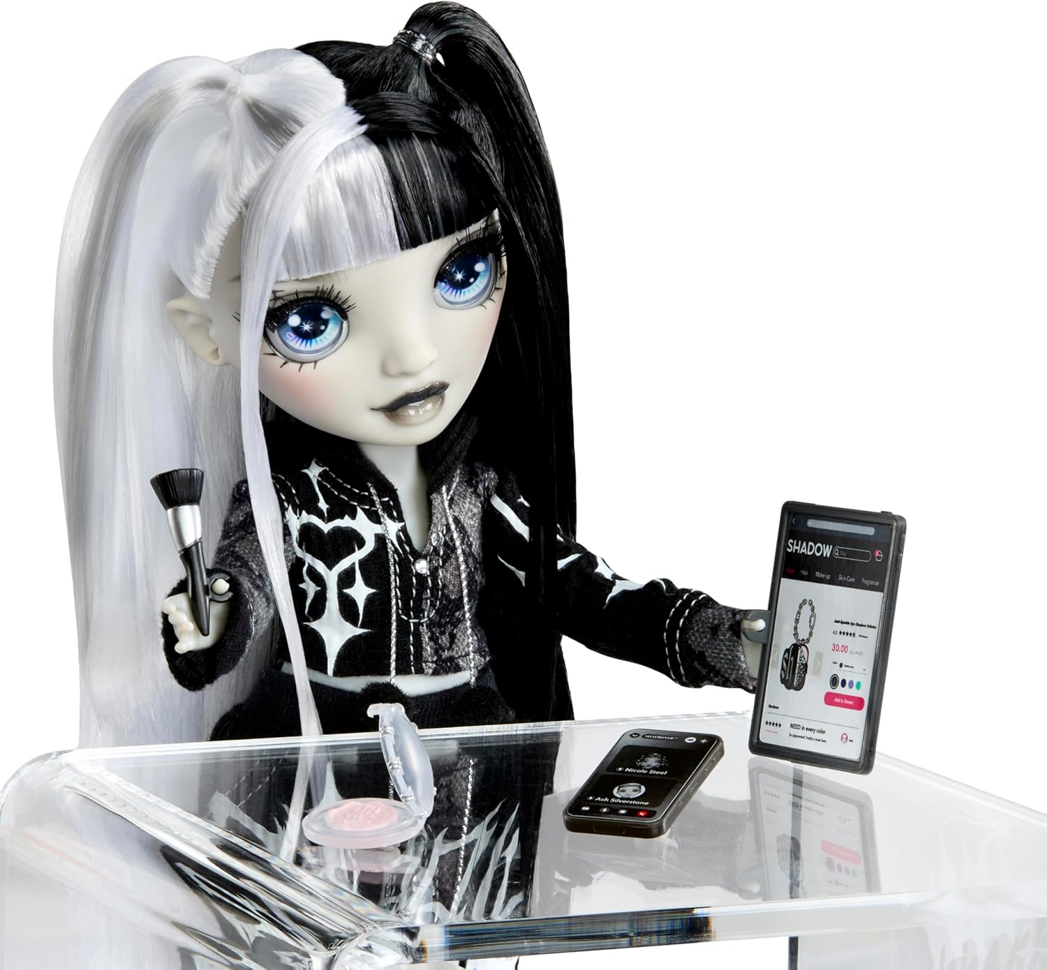 Rainbow High Shadow High Girl's Night - Heather Grayson - Greyscale 28cm Fashion Doll, Black and White Hair & Outfit with Accessories and Comb - For Collectors & Children Ages 6+