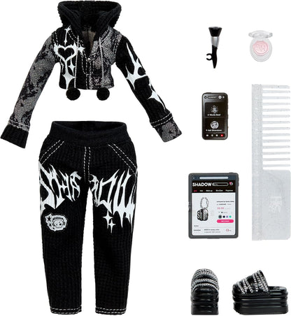 Rainbow High Shadow High Girl's Night - Heather Grayson - Greyscale 28cm Fashion Doll, Black and White Hair & Outfit with Accessories and Comb - For Collectors & Children Ages 6+