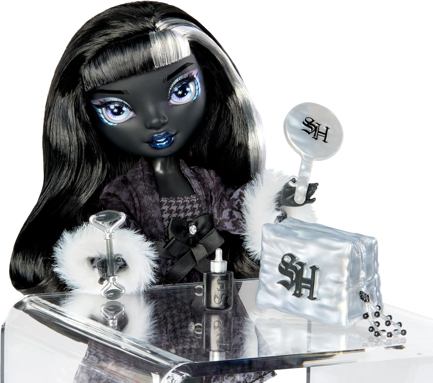 Rainbow High Shadow High Girl's Night - Shanelle Onyx - Greyscale 28cm Fashion Doll, Black Hair & Outfit with Accessories and Comb - For Collectors & Children Ages 6+