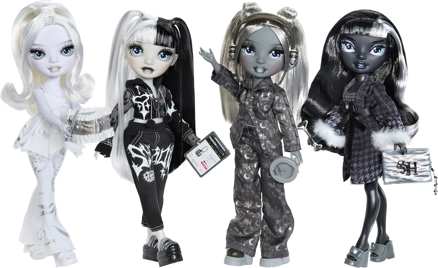 Rainbow High Shadow High Girl's Night - Natasha Zima - Greyscale 28cm Fashion Doll, White Hair & Silver Outfit with Accessories and Comb - For Collectors & Children Ages 6+