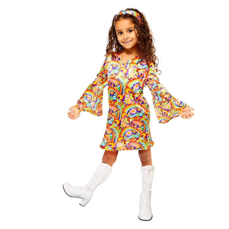 Amscan 9907365 Regenboog Hippy kostuum voor kinderen (6-8 jaar), meerkleurig