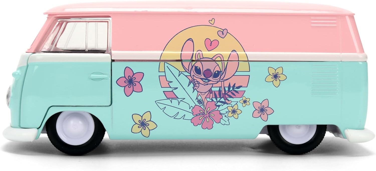 Jada Toys Stitch Auto VW Bus 1961 in engeldesign (13,5 cm), metalen deuren, Disney speelgoed voor fans en kinderen vanaf 8 jaar