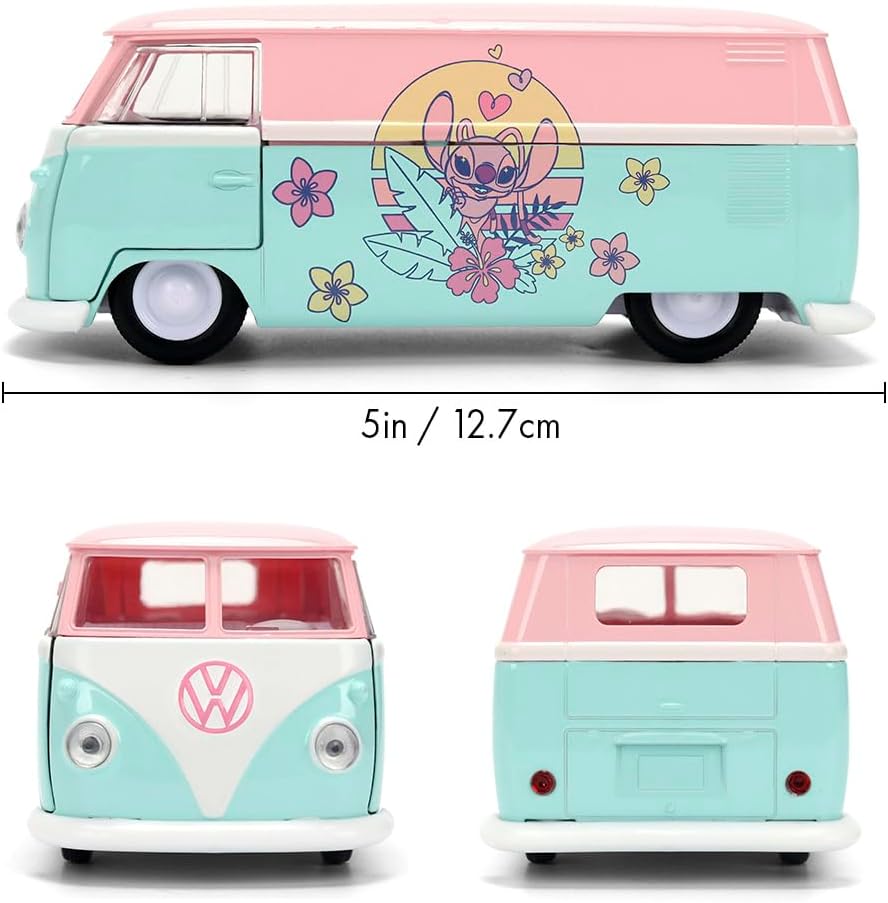 Jada Toys Stitch Auto VW Bus 1961 in engeldesign (13,5 cm), metalen deuren, Disney speelgoed voor fans en kinderen vanaf 8 jaar