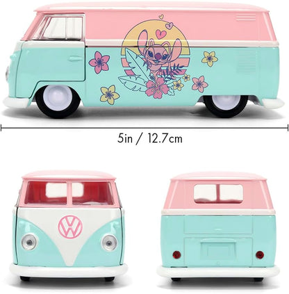 Jada Toys Stitch Auto VW Bus 1961 in engeldesign (13,5 cm), metalen deuren, Disney speelgoed voor fans en kinderen vanaf 8 jaar