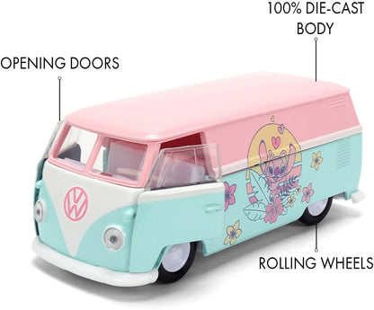 Jada Toys Stitch Auto VW Bus 1961 in engeldesign (13,5 cm), metalen deuren, Disney speelgoed voor fans en kinderen vanaf 8 jaar