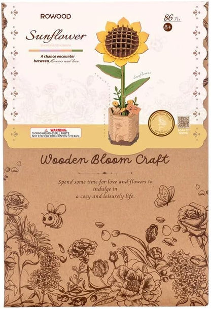 Houten Bloem Sunflower
