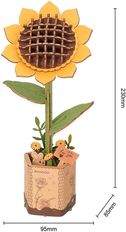 Houten Bloem Sunflower