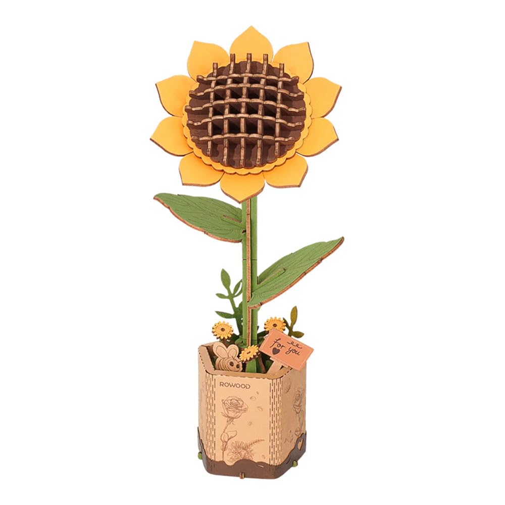 Houten Bloem Sunflower