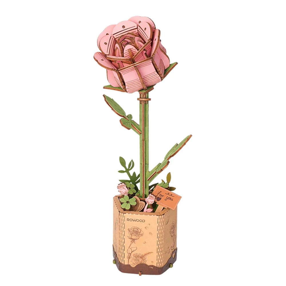 Houten Bloem Pink Rose