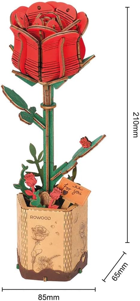 Houten Bloem Red Rose