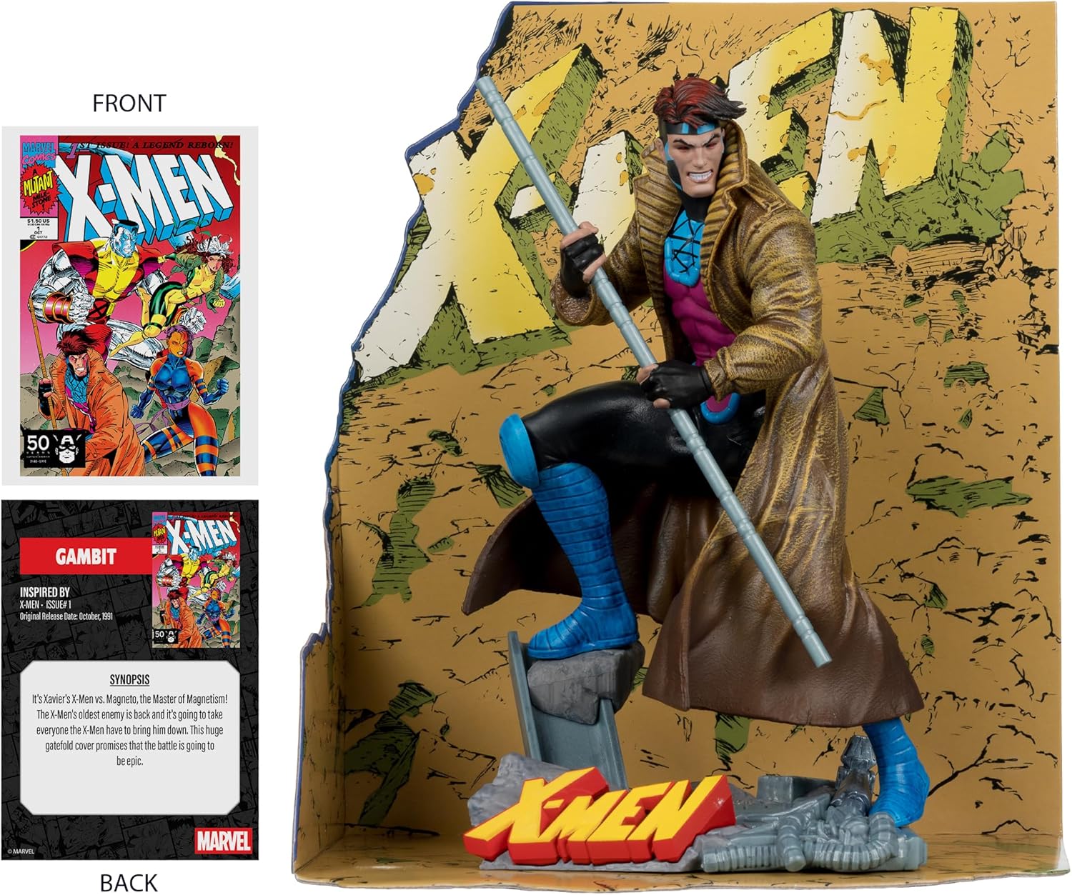 McFarlane Marvel Gambit 1:10th Scale Collectible with Scene (X-MEN #1) Toys