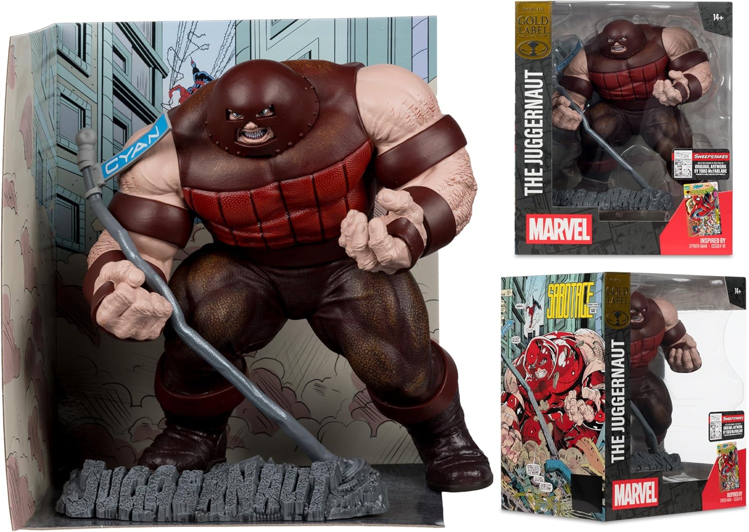 McFarlane Marvel The Juggernaut 1:10th Scale Collectible with Scene (SPIDER-MAN #16) Original Artwork Sweepstakes Gold Label Toys