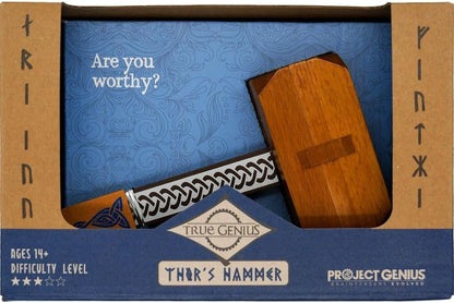Project Genius Inc. Thor's Hammer Wooden Brain Teaser Puzzle, Brown