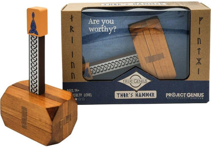 Project Genius Inc. Thor's Hammer Wooden Brain Teaser Puzzle, Brown