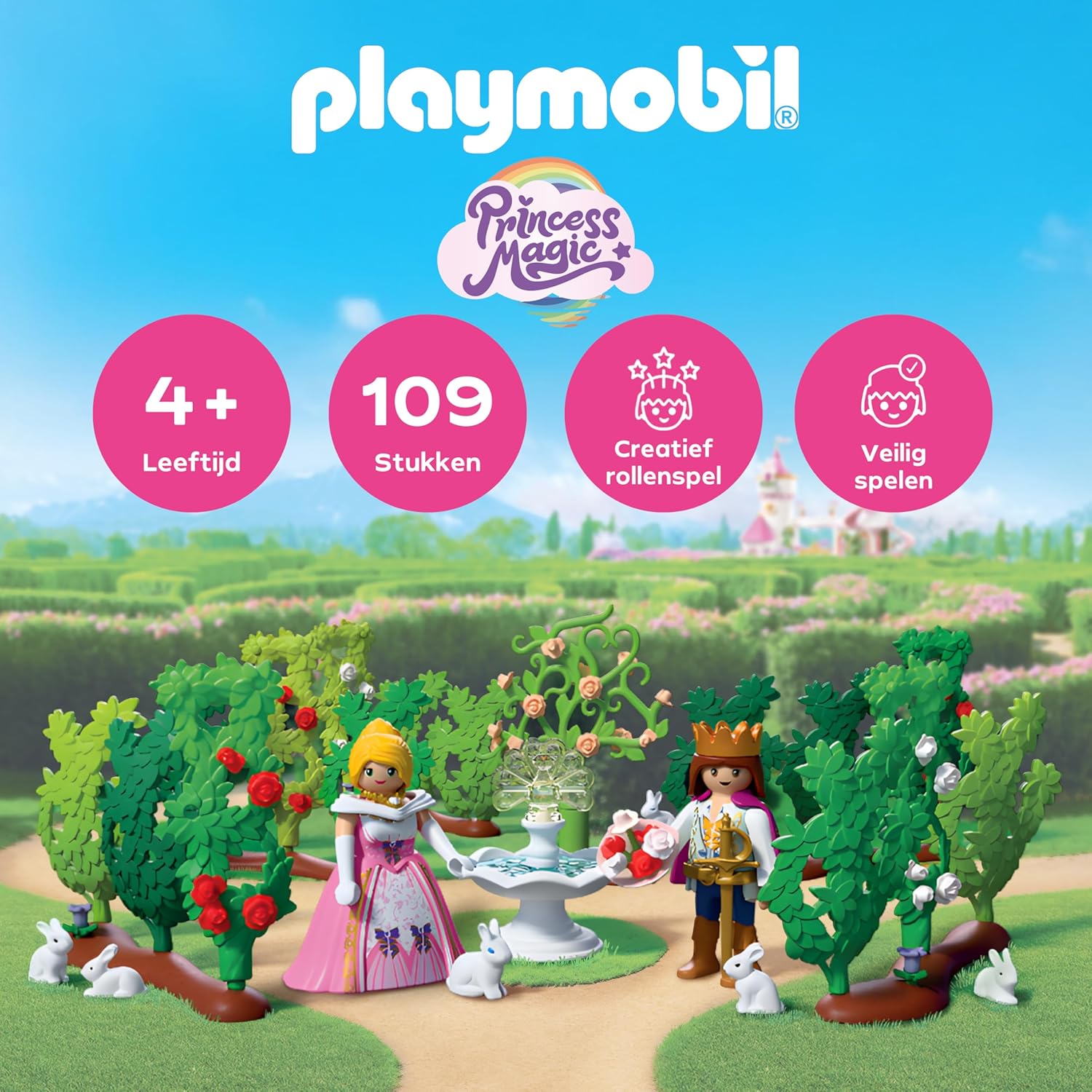 PLAYMOBIL | Princess | Koninklijk Doolhof | Prins en Prinses met Verstelbaar Labyrint | Stimuleert Creativiteit | Prinsessenspeelgoed voor kinderen vanaf 4 jaar | 72053