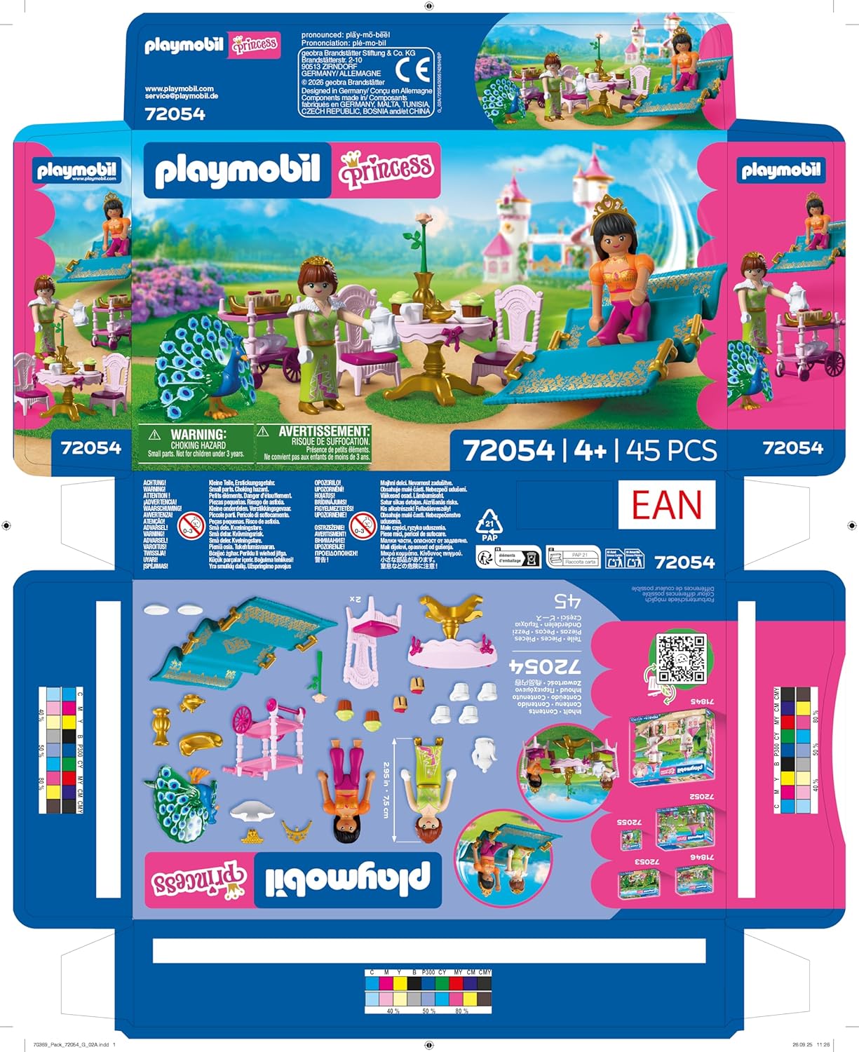 PLAYMOBIL | Princess | Een bezoek van ver | 2 prinsessen met vliegend tapijt en theekransje | Stimuleert creativiteit | Prinsessenspeelgoed voor kinderen vanaf 4 jaar | 72054