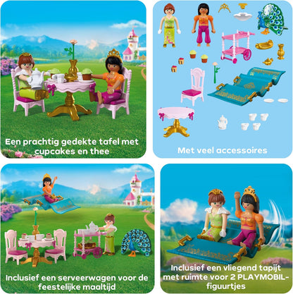 PLAYMOBIL | Princess | Een bezoek van ver | 2 prinsessen met vliegend tapijt en theekransje | Stimuleert creativiteit | Prinsessenspeelgoed voor kinderen vanaf 4 jaar | 72054