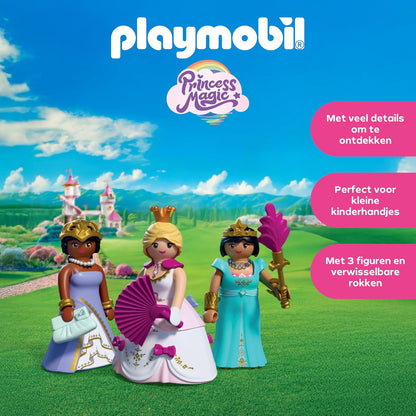PLAYMOBIL | Princess | Drie prinsessen | 3 figuren met verschillende kleding en accessoires | Stimuleert creativiteit | Prinsessenspeelgoed voor kinderen vanaf 4 jaar | 72055