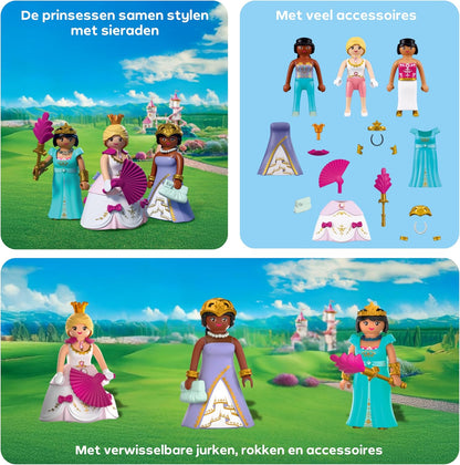 PLAYMOBIL | Princess | Drie prinsessen | 3 figuren met verschillende kleding en accessoires | Stimuleert creativiteit | Prinsessenspeelgoed voor kinderen vanaf 4 jaar | 72055