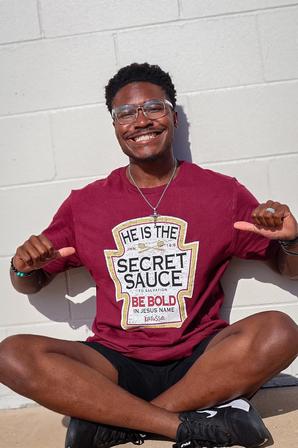 Kerusso Unisex Christian Crewneck Short Sleeve Graphic T-Shirt Cotton Maroon Be Bold in Jesus Name