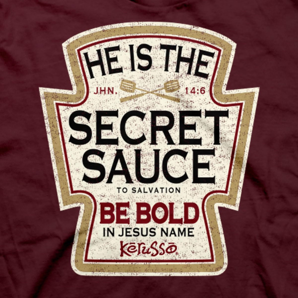 Kerusso Unisex Christian Crewneck Short Sleeve Graphic T-Shirt Cotton Maroon Be Bold in Jesus Name