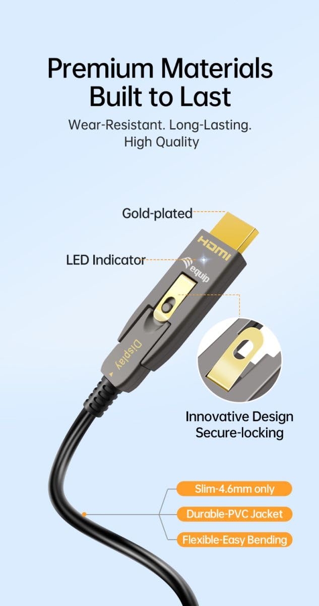 Equip HDMI HS Ethernet 2.1 D/A D-AOC 8K/60Hz | 20.00m Grey