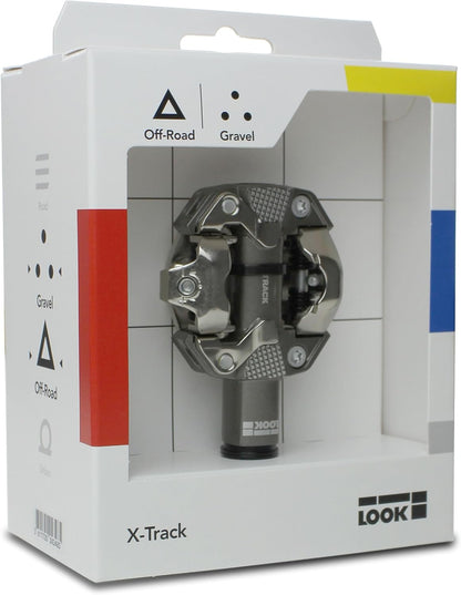 Look X-Track Silver - Aluminium SPD Compatible MTB/Gravel Pedals 350mm² Platform