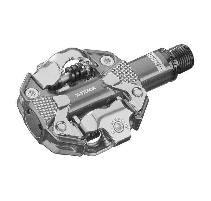 Look X-Track Silver - Aluminium SPD Compatible MTB/Gravel Pedals 350mm² Platform