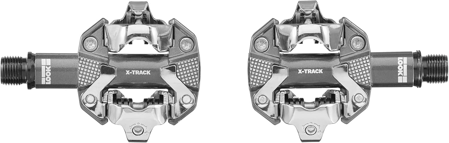 Look X-Track Silver - Aluminium SPD Compatible MTB/Gravel Pedals 350mm² Platform