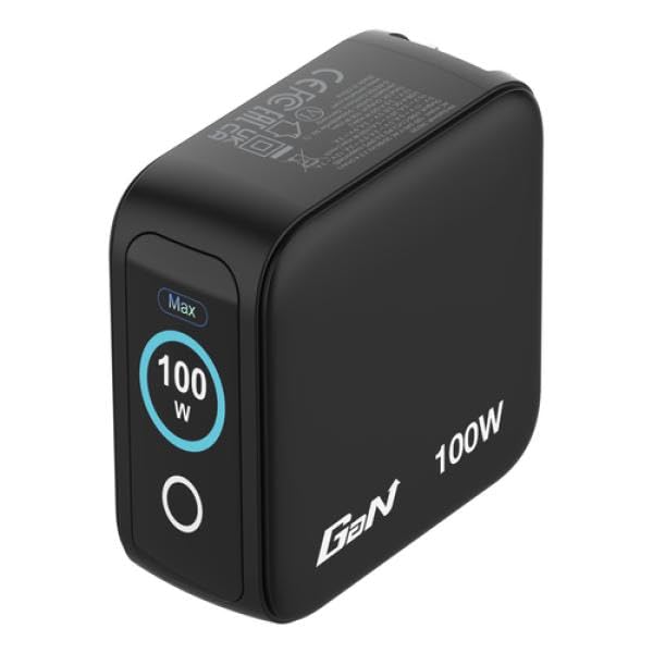 Verbatim Mini GaN Charger 100 W con display, 3 porte USB-C caricabatterie, adattatore di alimentazione 2 USB-C e 1 USB-A, caricatore rapido multiplo per MacBook, laptop, iPad, iPhone 17, Samsung EU